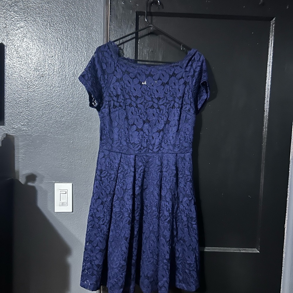 Elegant Navy Lace Dress